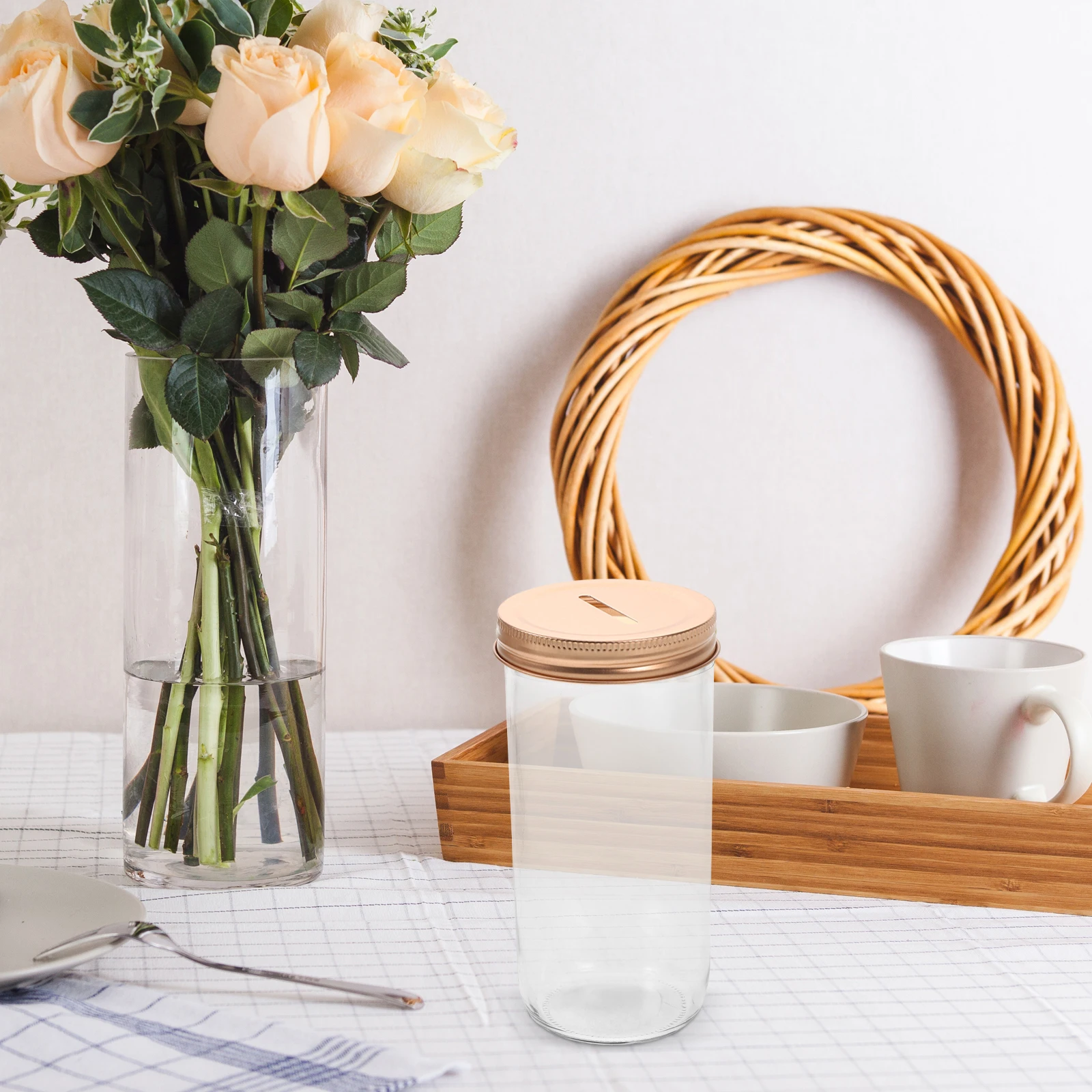 

4Pcs Regular Mouth Mason Jar Lids Tinplate Coin Slot Covers Coin Bank Lid Money Saving Jar Cover Canning Lids Saving Slot Lid