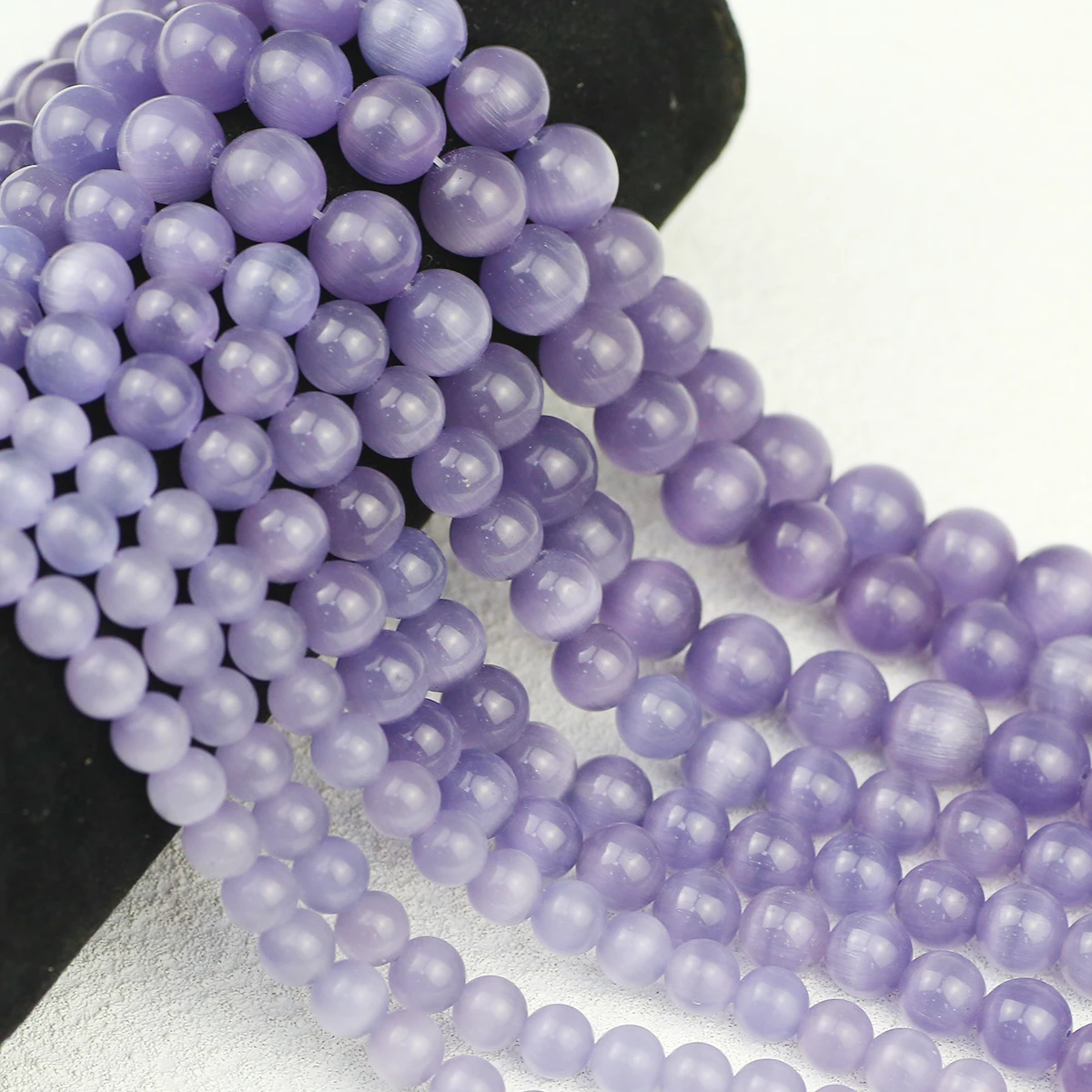 4–12 mm, 16 Stück, halbe Stränge aus Steinen, hellviolette Katzenaugen-Abstandshalter, lose Perlen für die Schmuckherstellung, zum Basteln von Armbändern und Halsketten, Schmuckzubehör.