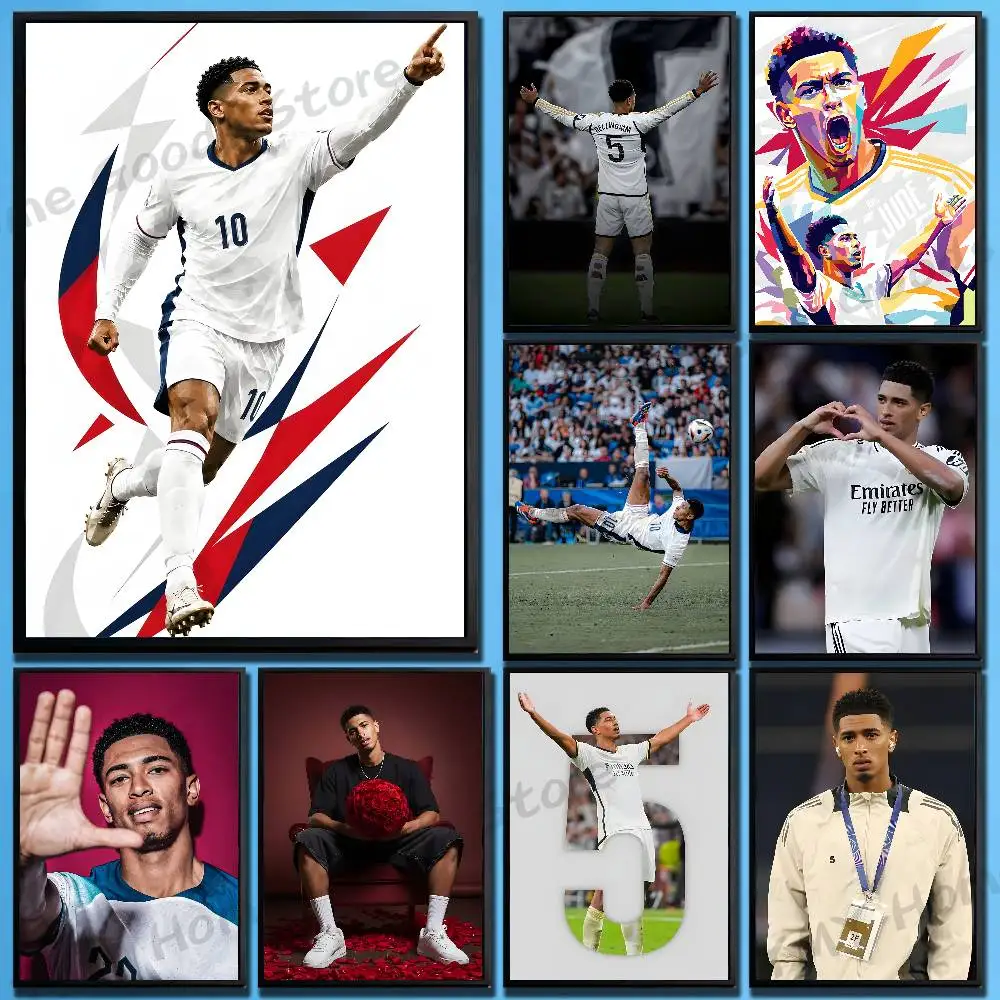 Soccer 5 J-Jude Bellingham Poster HD Art Sticky Wall Waterproof For Bedroom Game Room Wall Home Decor Gifts