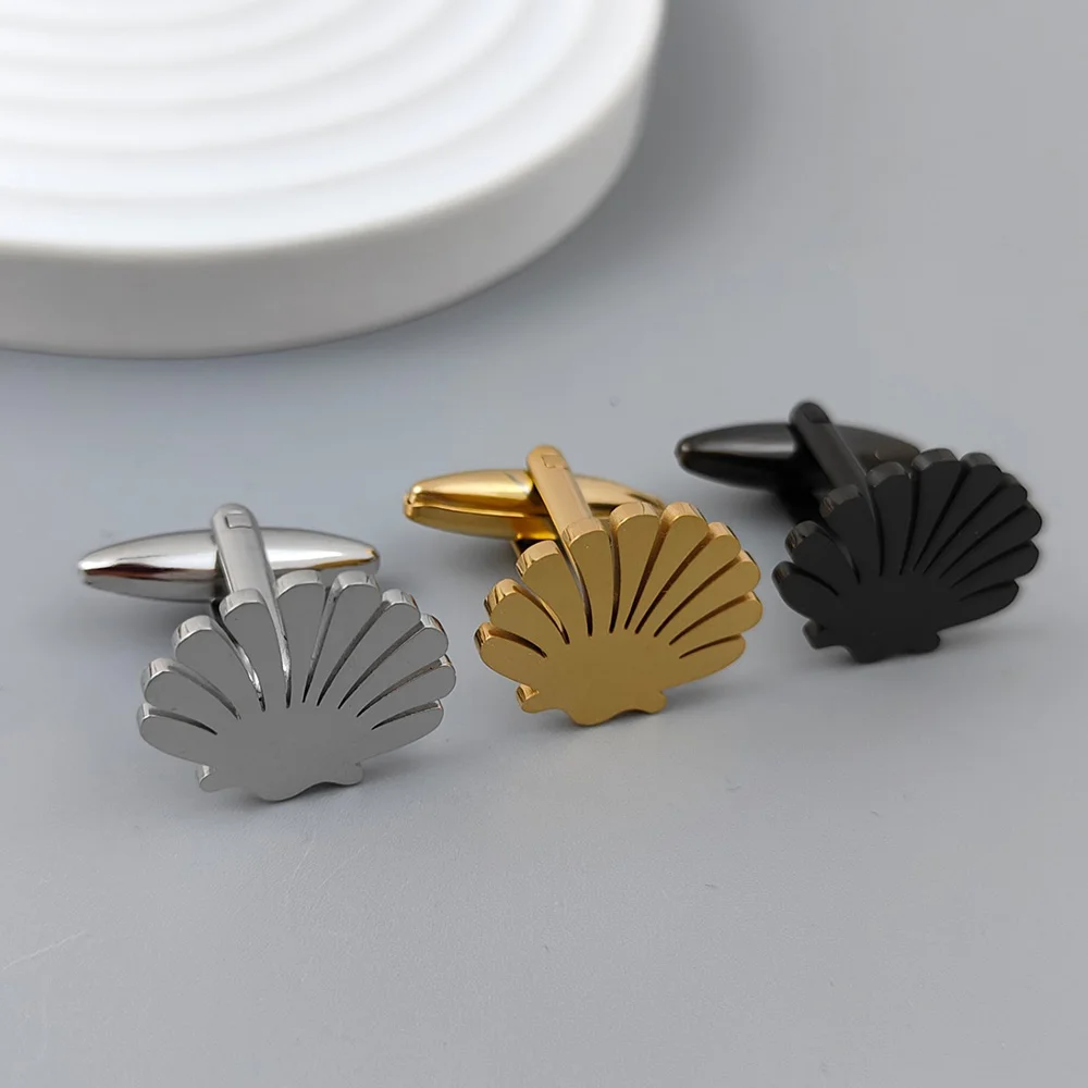 

Premium design half-ginkgo leaf cufflinks for men stainless steel 18K fashion brooch badge, washable suit corsage badge