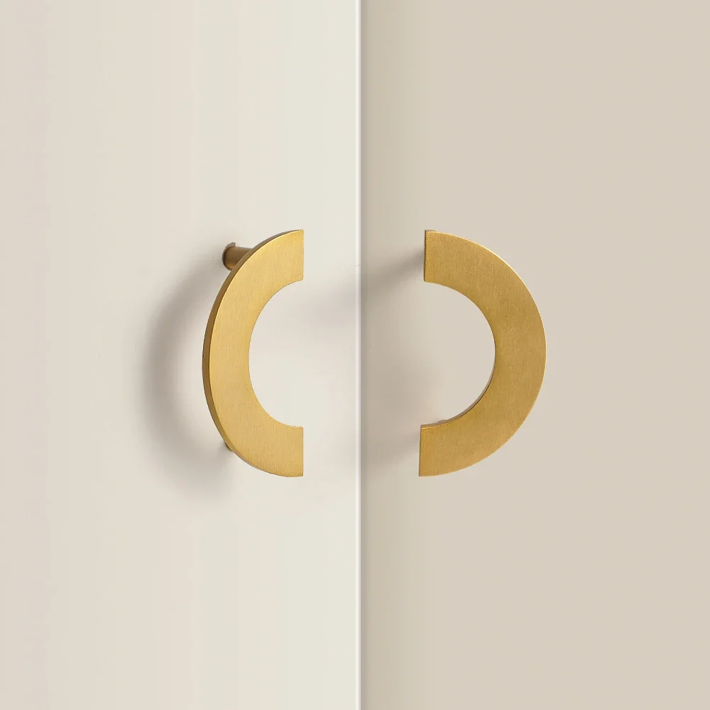 SAILANKA Brass Furniture Handles Modern Light Luxury Semi Circle Pulls Wardrobe Cupboard Armario Closet Gabinete