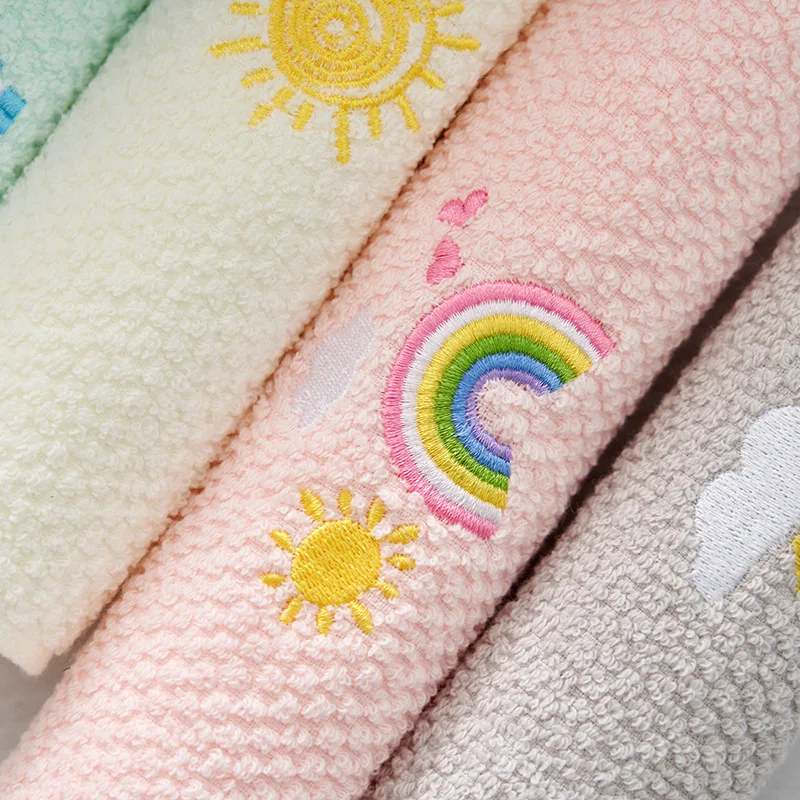 1pc Cotton Towel 25*50cm Soft Quick-Dry Face Washing Towel for Kids Children Women Simple Solid Cream Pink Grey Blue Green Colo