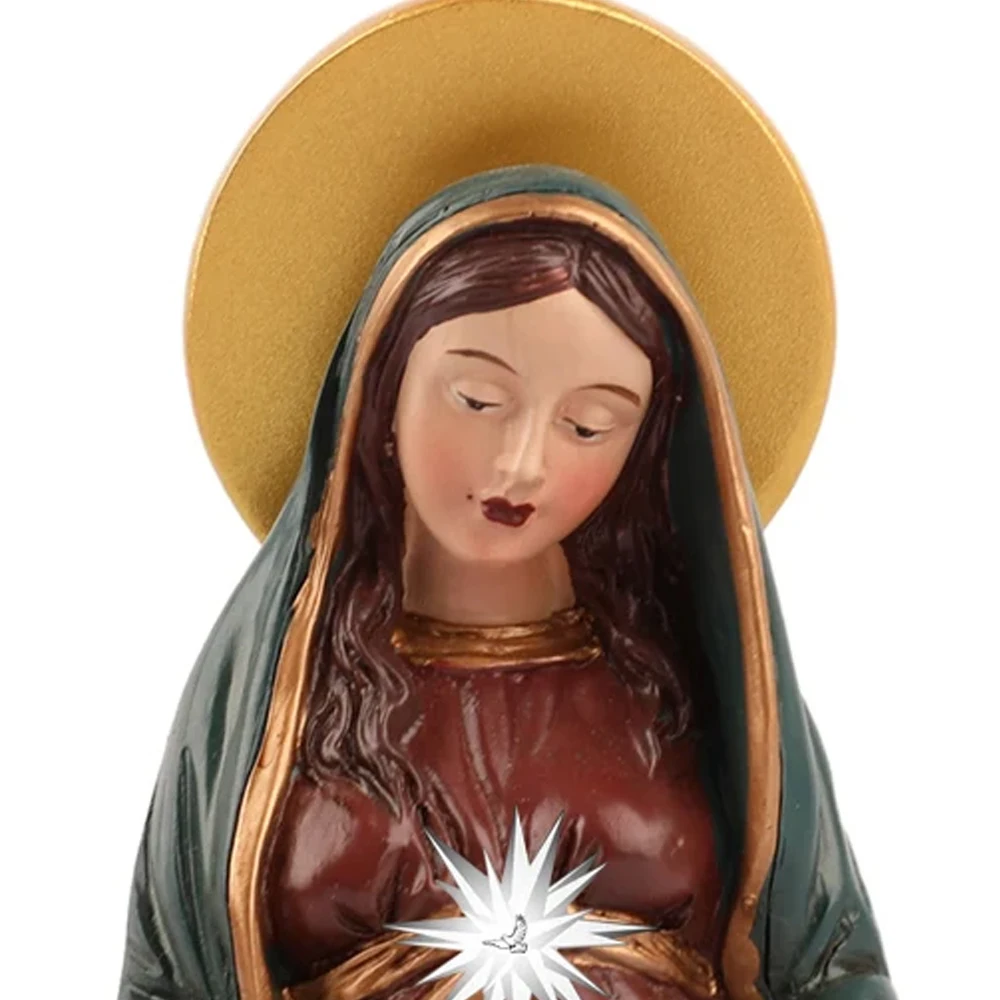 16cmH Beautiful Pregnant Virgin Mary Statue Catholic Madonna Figurine Christianity Religious Decoration Resin Craft Home Decor