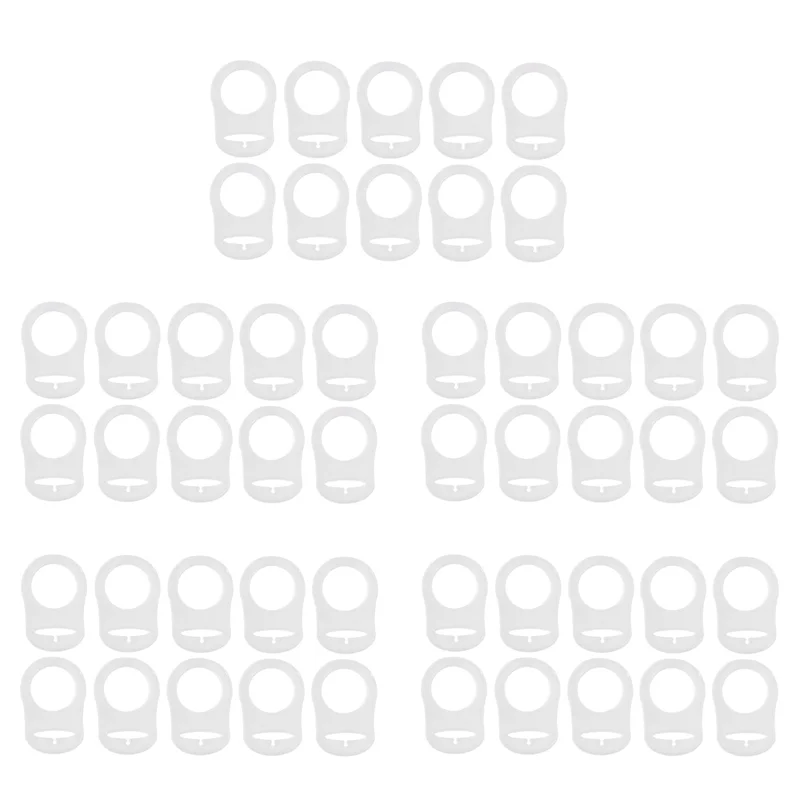 

M15K-50 Pcs Button Silicone Ring Mam Pacifier Holder Mannequin Clip Adapter Transparent