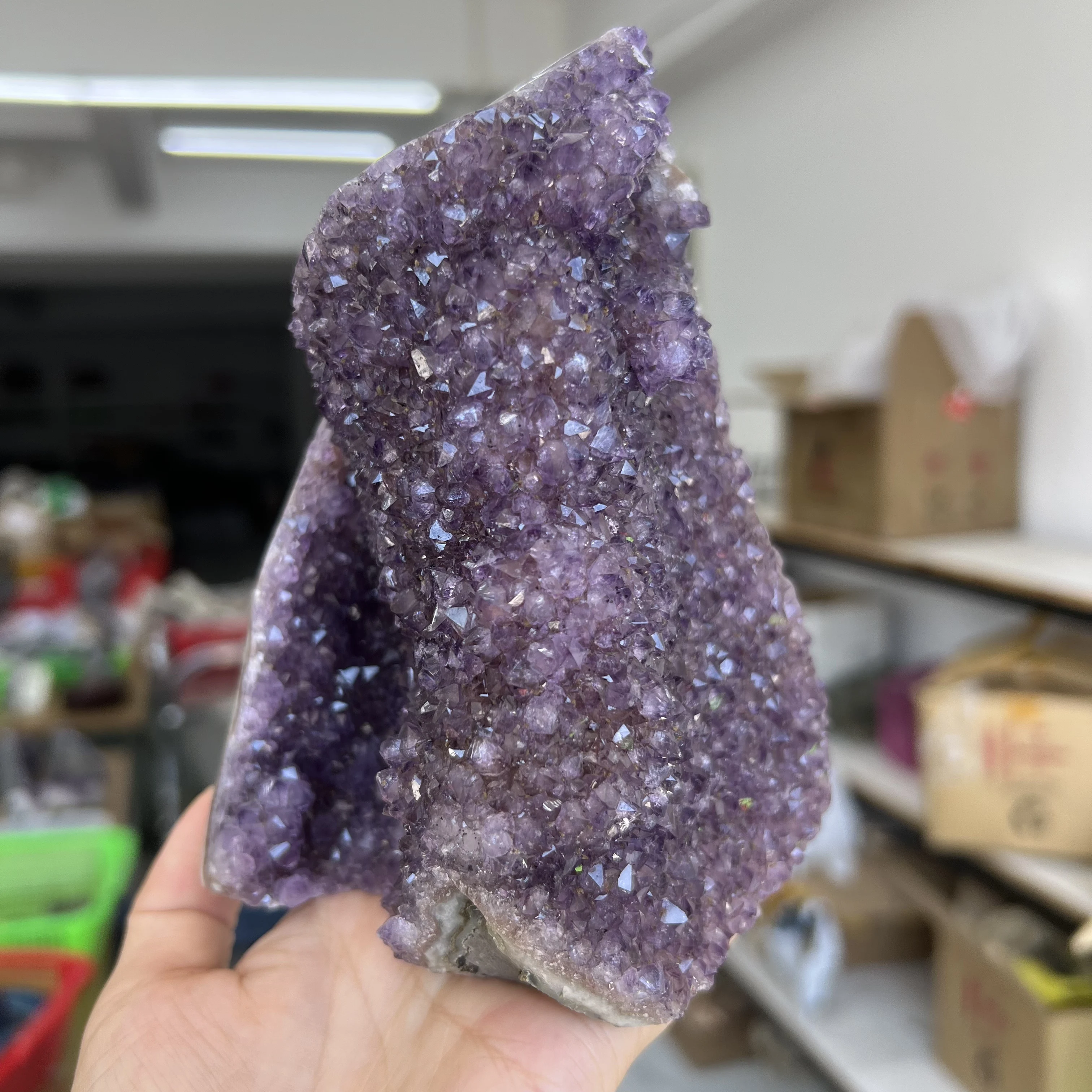 1434g 15cm  Natural Uruguay Dream Amethyst Quartz Crystal Cluster stand
