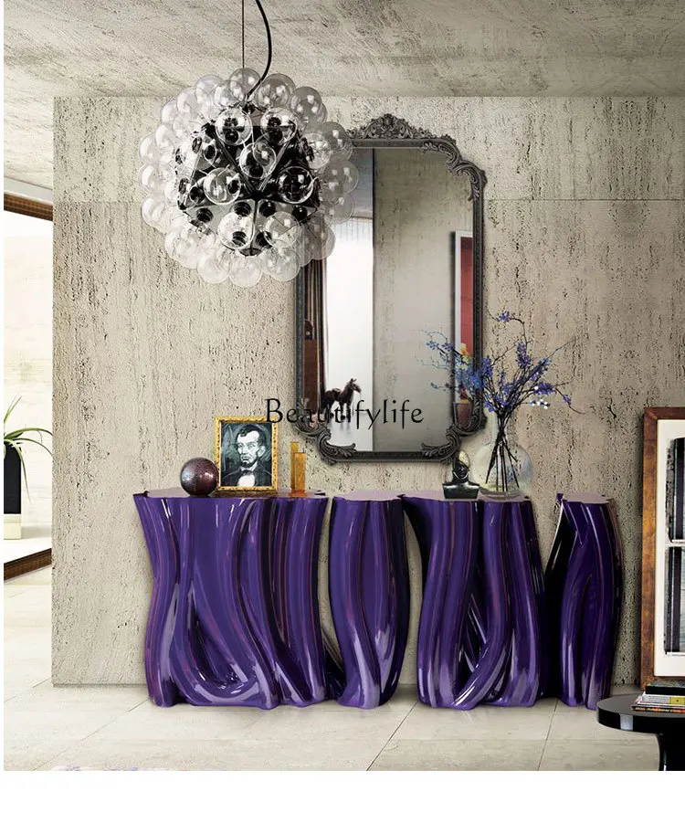 Italian-Style Light Luxury Tree Root Console Door-to-Door a Long Narrow Table High-Grade Storage Extremely Narrow Table