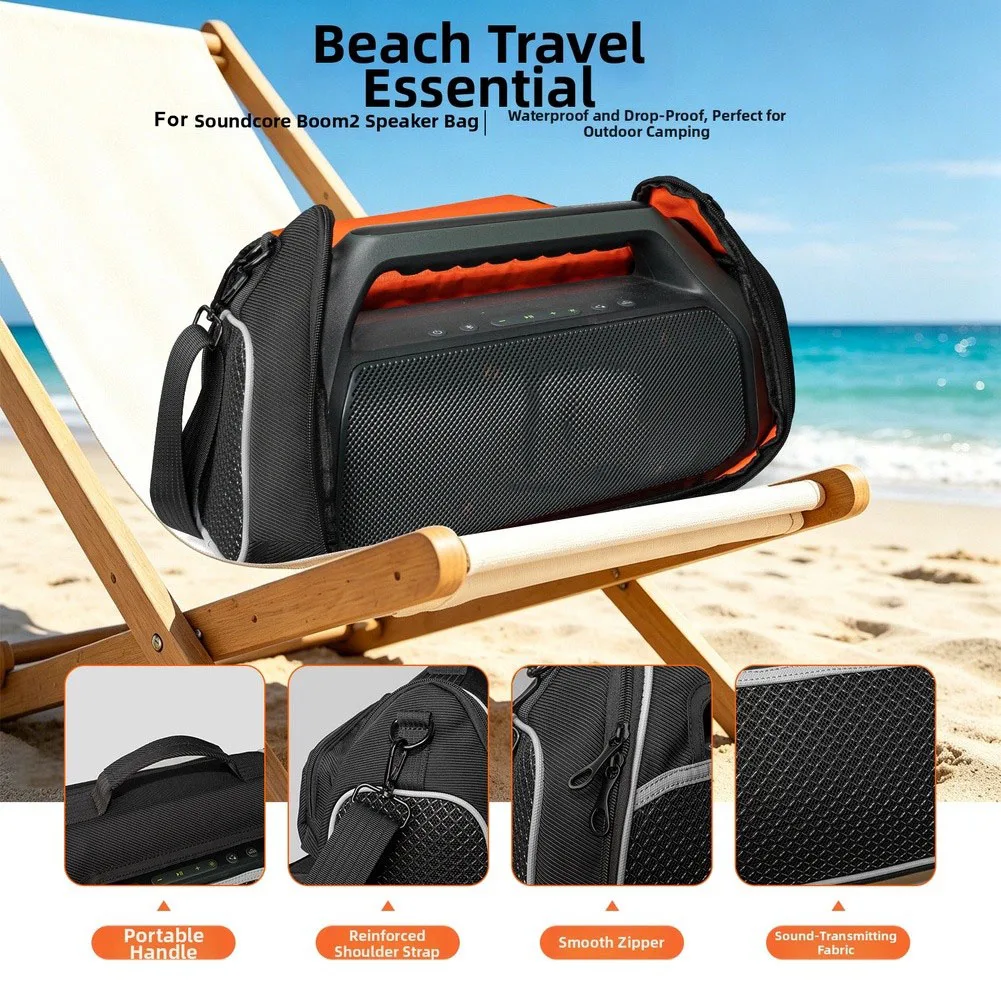 

Portable Carrying Case For Soundcore Boom2 Plus Speaker Shockproof EVA Hard Shell Protective Bag With Adjustable Strap