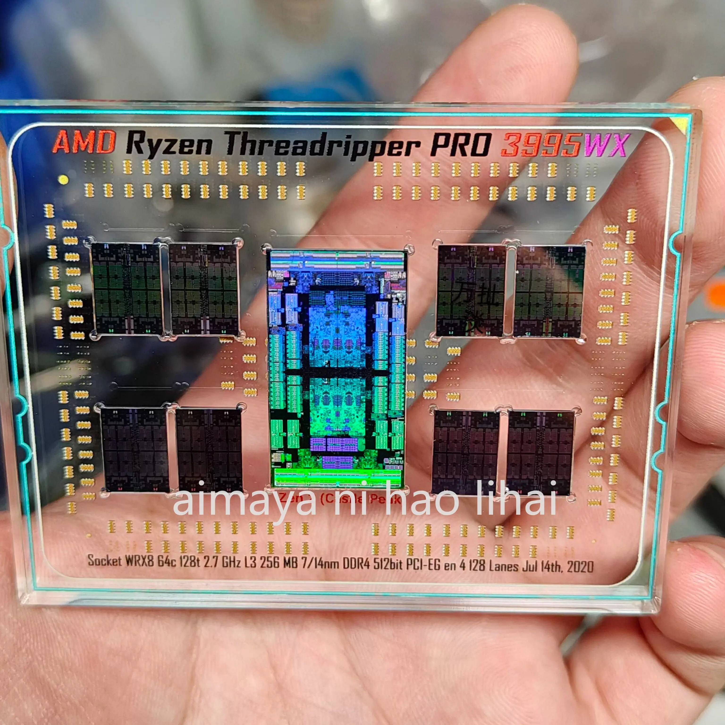 AMD Thread Tear 3995wx CPU Wafer Core Ornament Collection Silicon Wafer Semiconductor Computer Epoxy