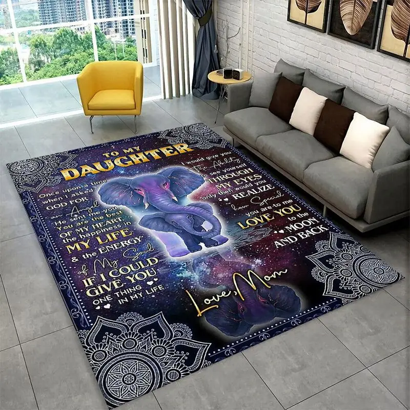 Gift Thanks To My Daughter Letter Present Large Area Rug Non-slip Durable Carpet for Bedroom Living Room Sofa Doormat Home Decor
