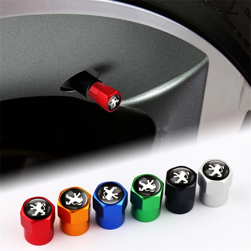 Metal Tire Valve Stem Caps Dustproof Waterproof Air Valve Cover For Peugeot 208 2008 308 3008 408 508 5008 4008 206 307 RCZ