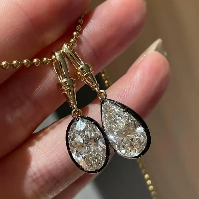 Damen-Halskette mit geometrischem weißem Zirkon-Anhänger, Perlenkette, goldfarben plattierter Edelstahl, einfacher Alltagsschmuck, Geschenk – Detail 18