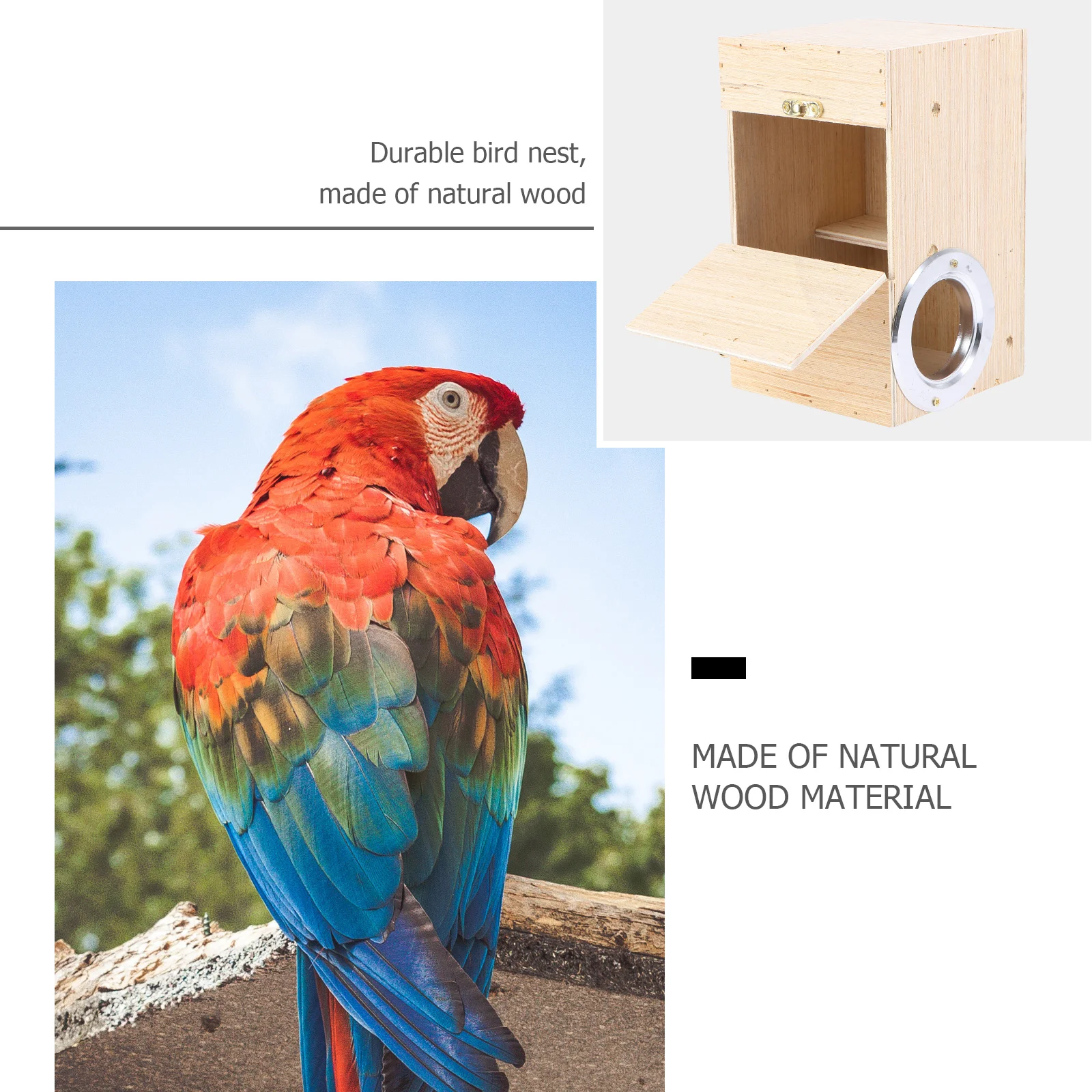 

1Pcs Wood Bird Breeding Nest Box No Odor Safe Durable Design for Parakeets Lovebirds Parrots Easy to Clean and Use