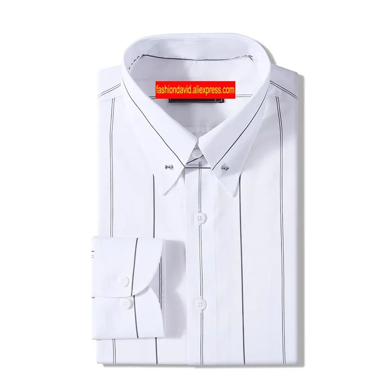 

Custom Tailor Made Men's Bespoke Shirts Business Formal Wedding Casual Ware Blouse Floral Cotton Dress Designer White striped