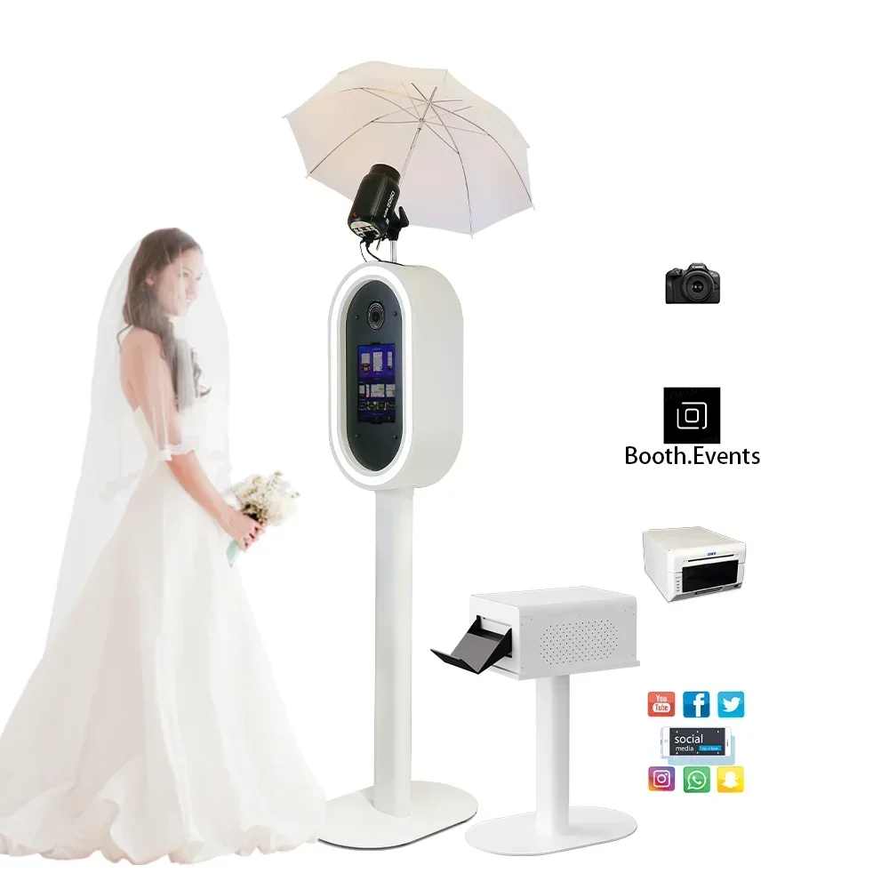 2025 Salsa Oval Dslr ipad Photo Booth With Acrylic Mirror Shell Selfie Photobooth case With Flight case Party Wedding Event