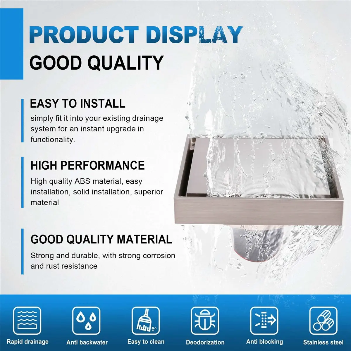 A73P Bathroom Submersible Floor Drain Deodorant Bathtub Floor Drain Cover Shower Inlaid Tile Deodorant Floor Drain C