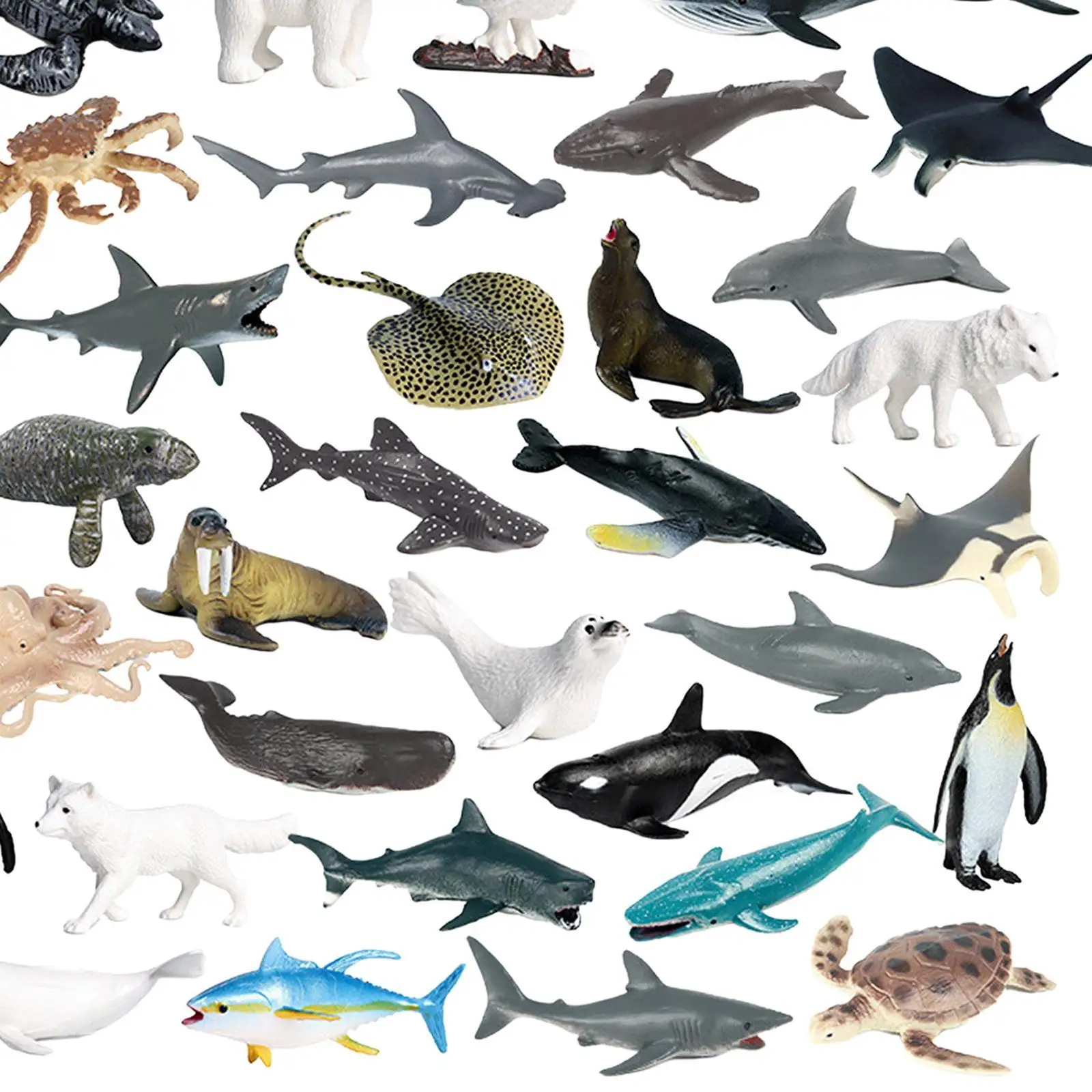 32Pcs Marine Animals Figures for Party Supplies Collection Teaching Prop