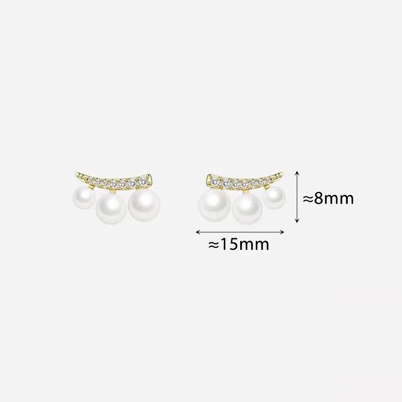 Silver Color Zircon Round Bead Stud Earrings for Elegant Women Light Luxury Fashion Jewelry Geometric Accessories