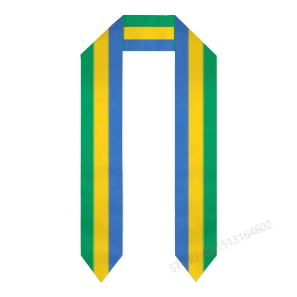 Custom Name Or Logo Gabon Flag Scarf Cool Graduation Stole Sash International Study Abroad Class of 2023 Shawl