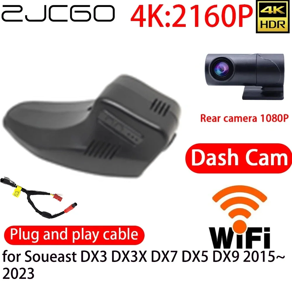 

ZJCGO 4K DVR Dash Cam Wifi Front Rear Camera 24h Monitor for Soueast DX3 DX3X DX7 DX5 DX9 2015~2023