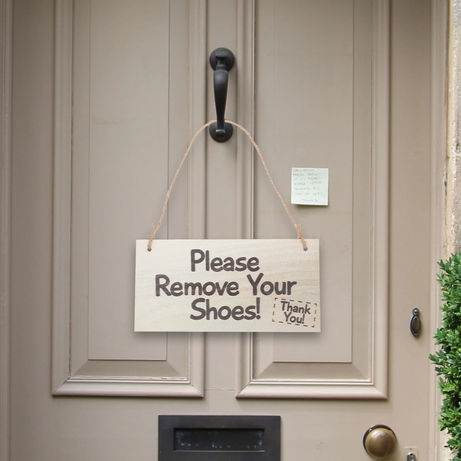 

2Pcs Wooden Door Sign Please Take Off Your Shoes Front Entrance Decor Vintage Style Long Lasting No Fade Message