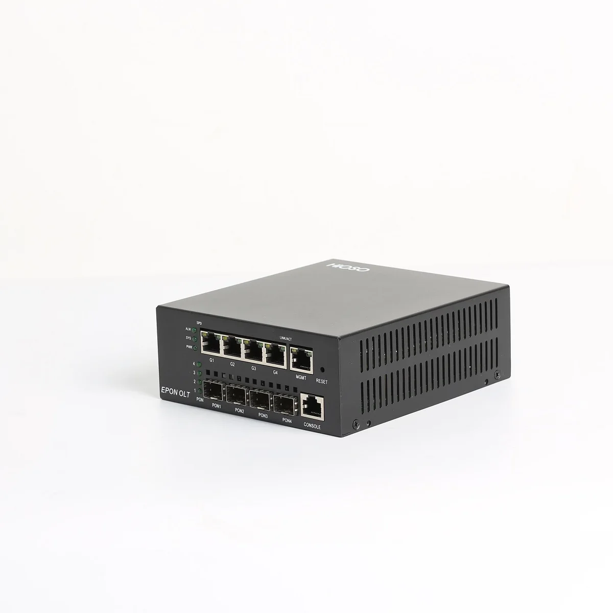 Imagem -02 - Hioso Mini 4pon Epon Olt 4port Dc12v Web Snmp Cli 256 Usuários Compatíveis com Huwei Zte