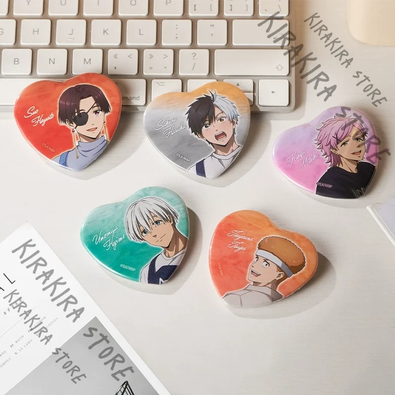 قواطع الرياح Suo Hayato Umemiya Hajime على شكل قلب صفيح شارة تأثيري شعار بروش الرسمية زخرفة الاكريليك الصغيرة