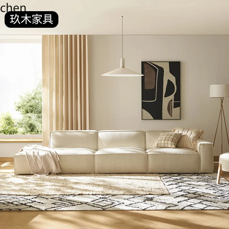

CP living room straight row three-person fabric sofa cotton and linen tofu block module dismantling and washing new model