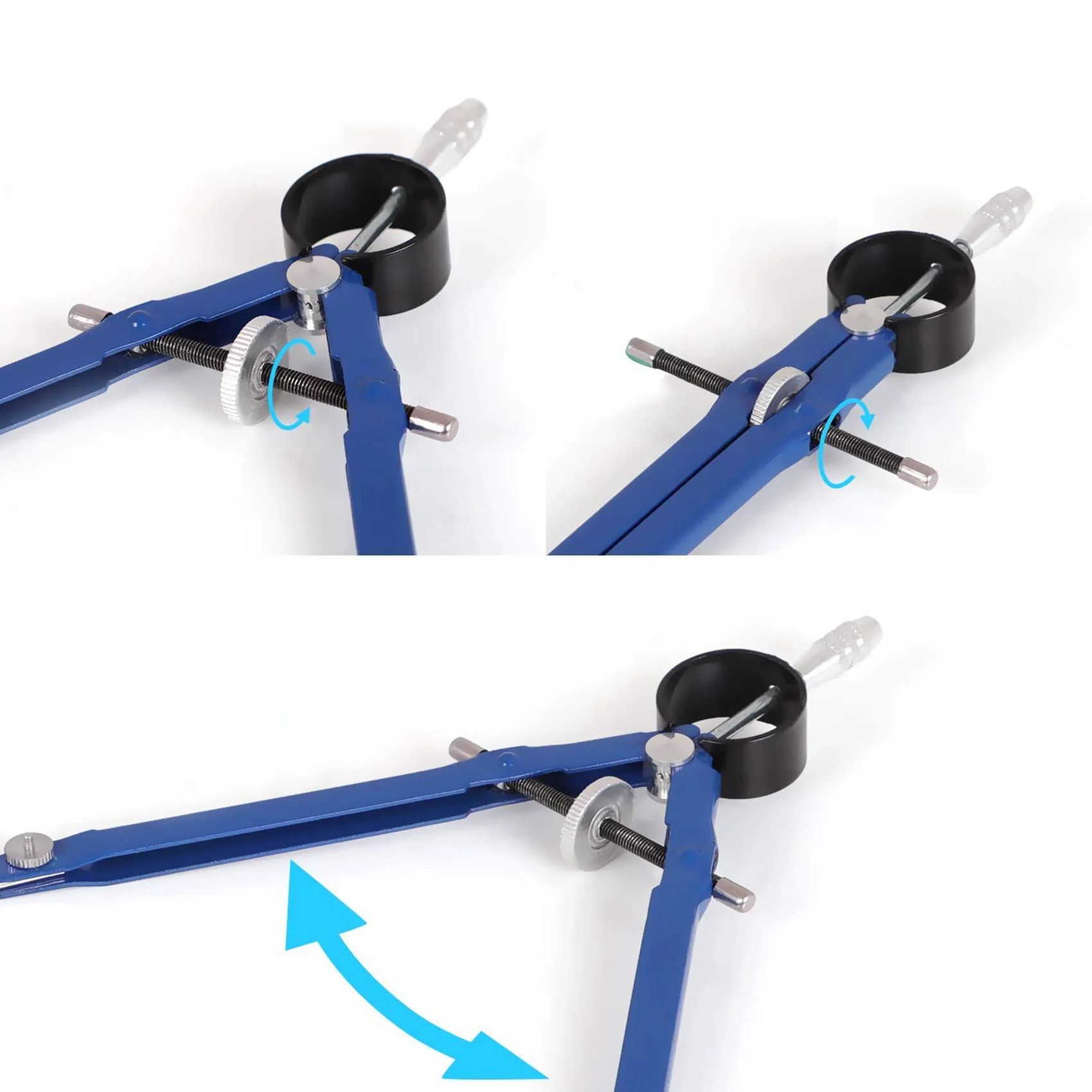 3X Professional Compass, Compass Geometry Set With Lock, Math And Precision Compass, Metal And Durable Tool (Blue)-Y18A