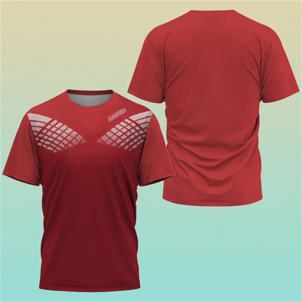 2024 New 3D print Boutique Table Tennis Sports Shirt Training T-shirt Sweat-absorbing Comfortable Top Badminton Sports Shirt Top