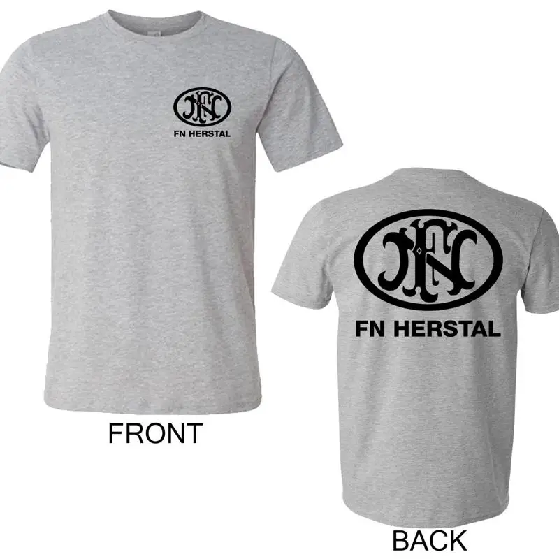 FN Herstal Firearms Guns Men's Grey T-Shirt Size S to 3XL