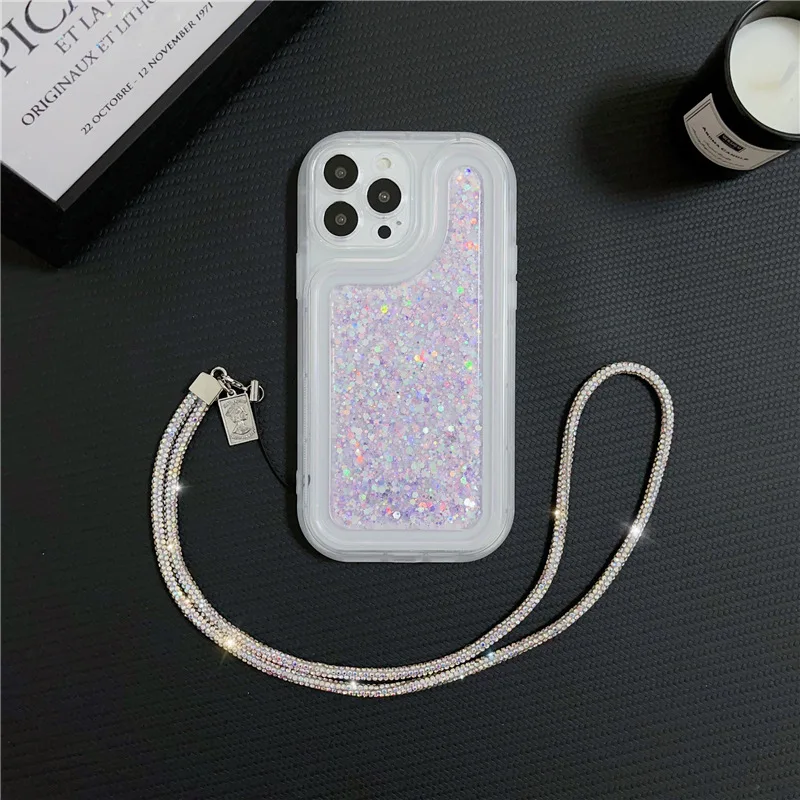 Universal Mobile Phone Lanyard Rhinestone Glitter Keychain Anti-lost Crystal Hanging Rope Neck Straps for iPhone 14 Pro Max