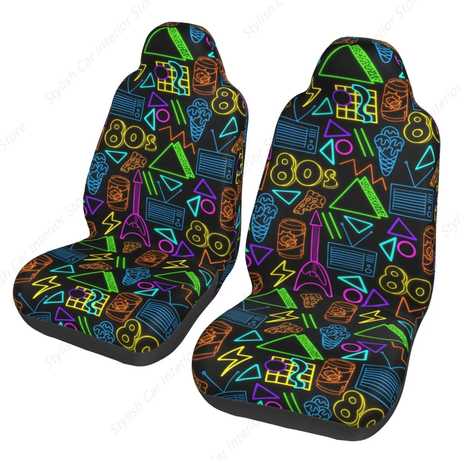 Juego de 2 fundas para asientos de coche de los años 80 y 90, protectores de accesorios para automóviles, decoración Universal, apto para la mayoría de los vehículos, fundas para asientos delanteros de automóviles