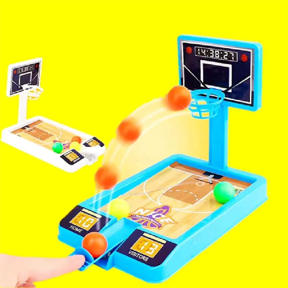 Mini Basketball Shooting Game Machine Desktop Rack Tabletop Finger Indoor Interactive Educational Party Toy Random Color