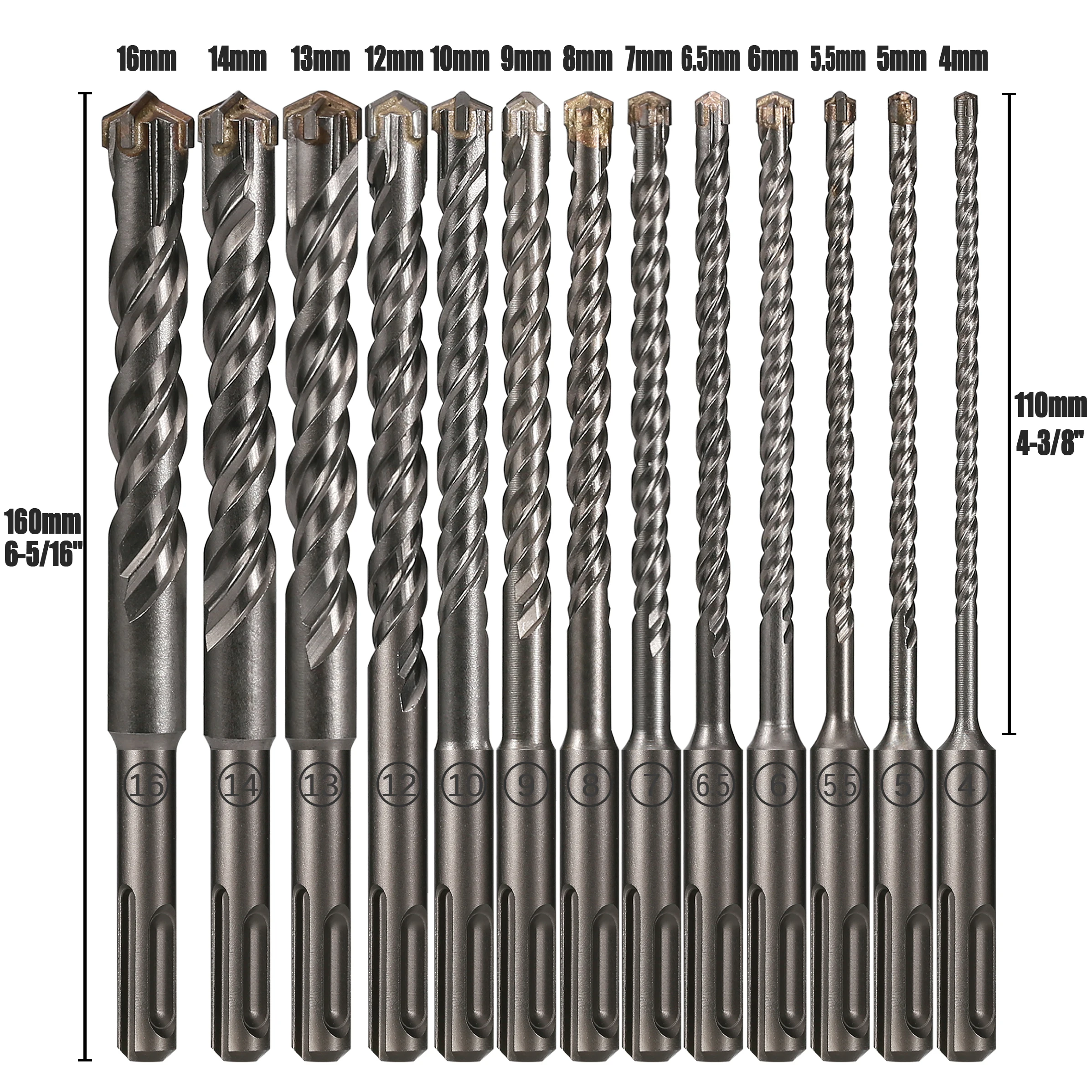 1Pc Concrete SDS Plus 5-16mm bit Cross Cutter head double auger Hammer 160mm Wall Brick Block Electric Hammer Masonry Bit