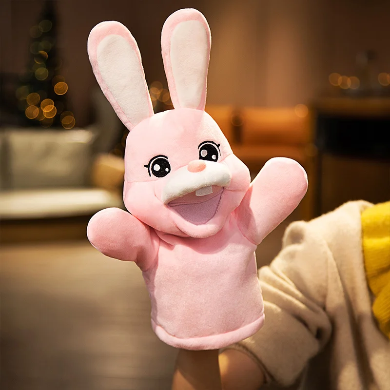 Marioneta de mano de conejo lindo para niños y niñas, accesorios de celebración de vacaciones, peluche divertido, regalos de Navidad y cumpleaños, 35cm, nuevo