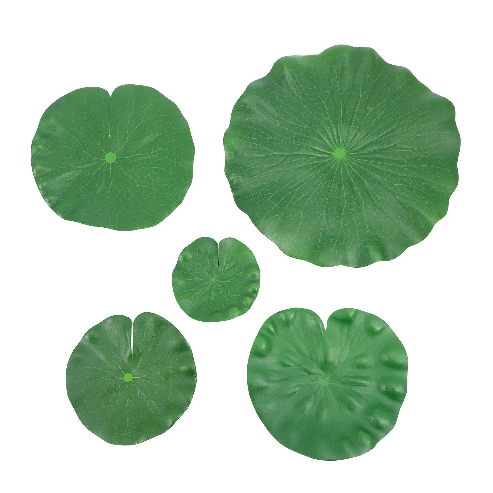 15 Pieces 5 Kinds Artificial Floating Foam Lotus Leaves Lily Pads Fake Foliage Pond Decor for Pool Aquarium Decoration