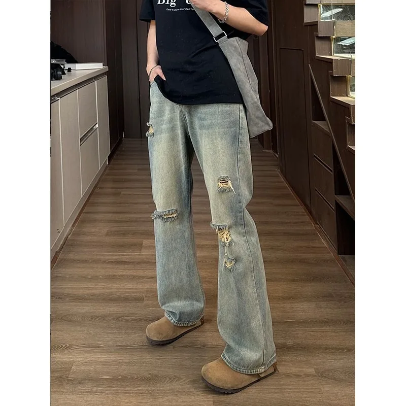 

Man Pants Mens Jeans Baggy Jeans Distressed Loose Straight Leg Summer Retro High Street Casual Trousers For Men