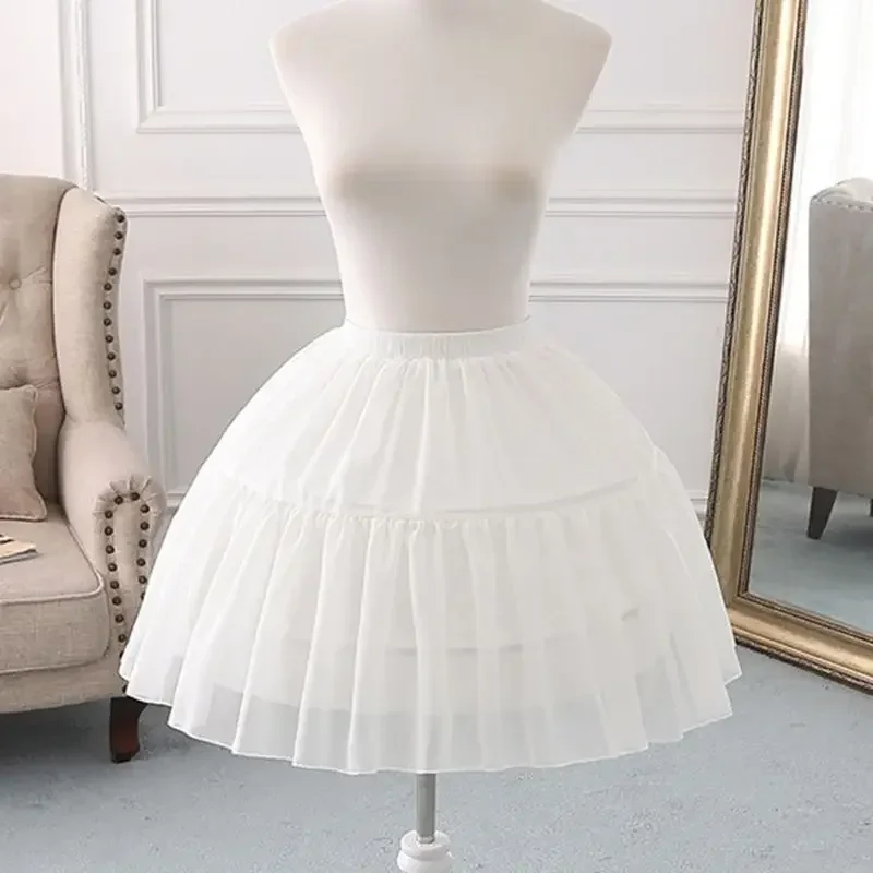 Women Multilayer Cosplay Lolita Petticoat Elastic Waist Unique Steel Bow Bridal Wedding Dress White Petticoat Myriad