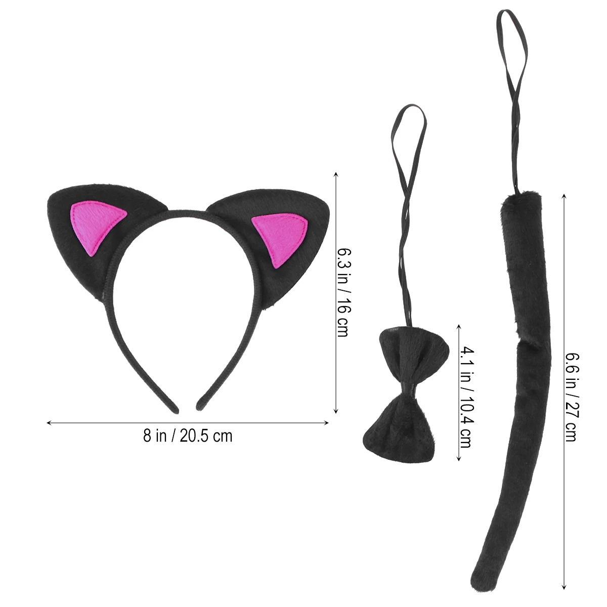 3Pcs Kids Cat Ears Headband Bow Ties Tail Set Party Cosplay Costume Hairbands Headwear Costume Decorations Birthday Gift Cartoon