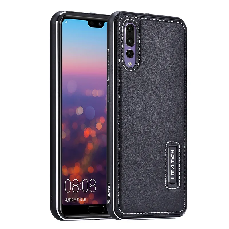 Original Imatch Brand Case Fashion Luxury Genuine Cow Leather Cover Aluminum Metal Mobile Phone For Huawei Mate 9 Mate9 Pro