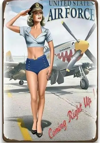 MILITARY METAL TIN SIGN SEXY PIN UP GIRL  UNITED STATES AIR FORCE MAN CAVE DECOR sign
