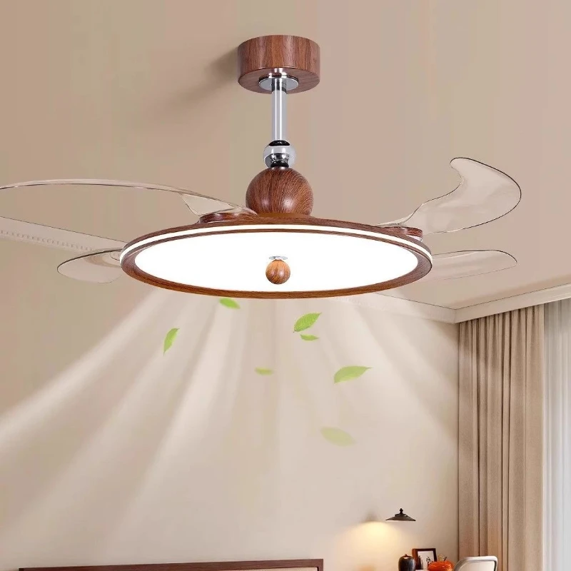 Medieval Acrylic Round LED Ceiling Light Atmosphere Living Room Kitchen Bedroom Restaurant Study Adjustable Ultra-Thin Fan Lamps