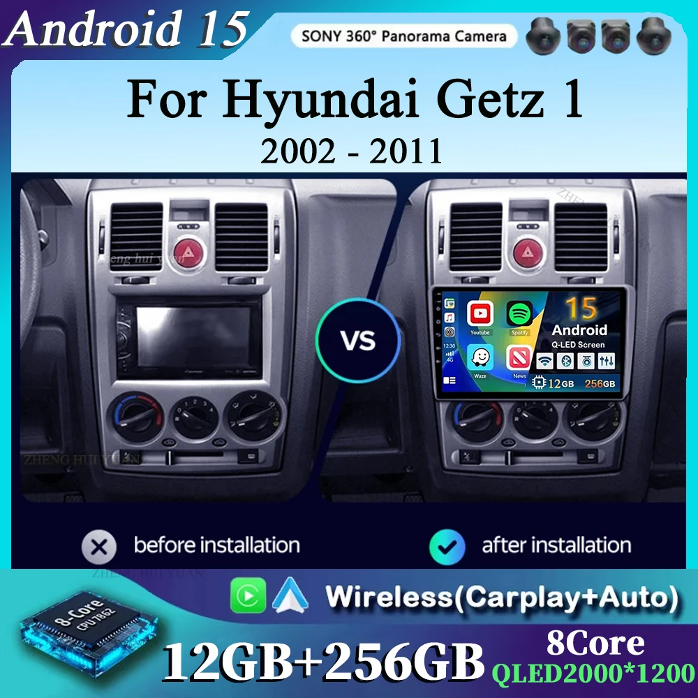 

For Hyundai Getz 1 2002 - 2011 Android 15 Carplay Auto 4G Car Radio Multimedia Stereo Video Player GPS Navigation Plug and Play