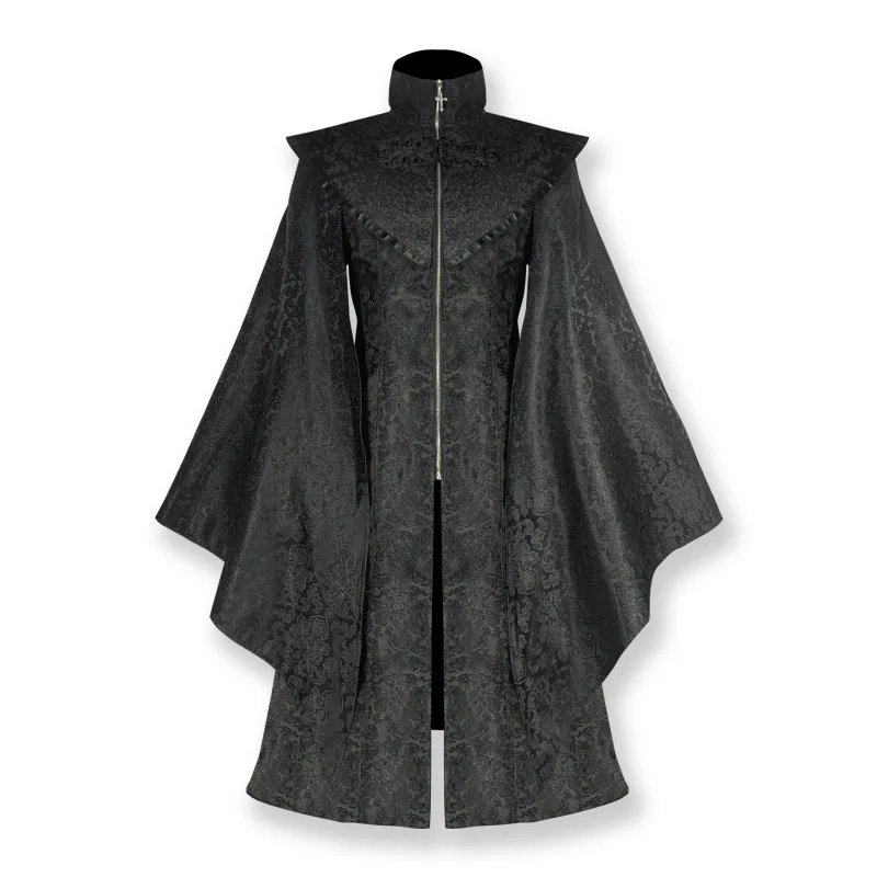 Halloween medieval vintage jaqueta longa preto roupas masculinas gótico steampunk punk trench homens oversize retro guerreiro cavaleiro casaco