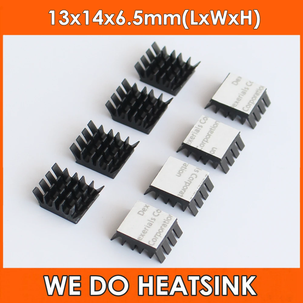 10pcs Aluminum Spiky Black Mini Heatsink 13x14x6.5mm Heat Sinks Cooler for IC VGA RAM With Thermally Adhesive Tape Applied