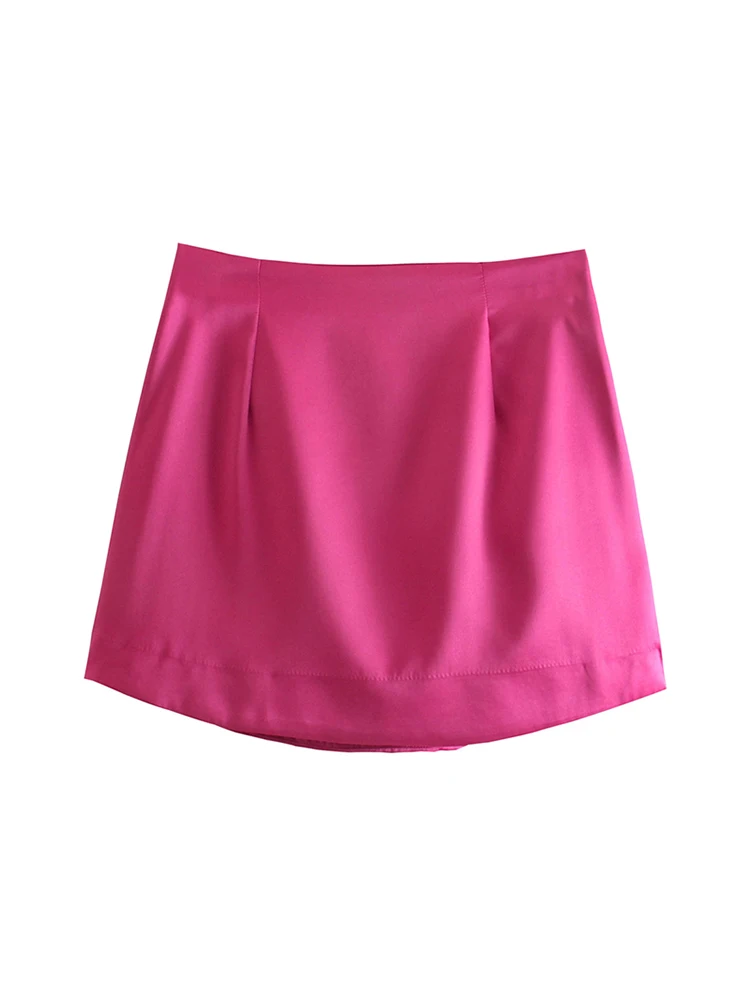 Women's High Street Mini Skirt, Side Zipper, Sexy, Light, Soft, Casual, Slim, Chic, Monochromatic, Ladies