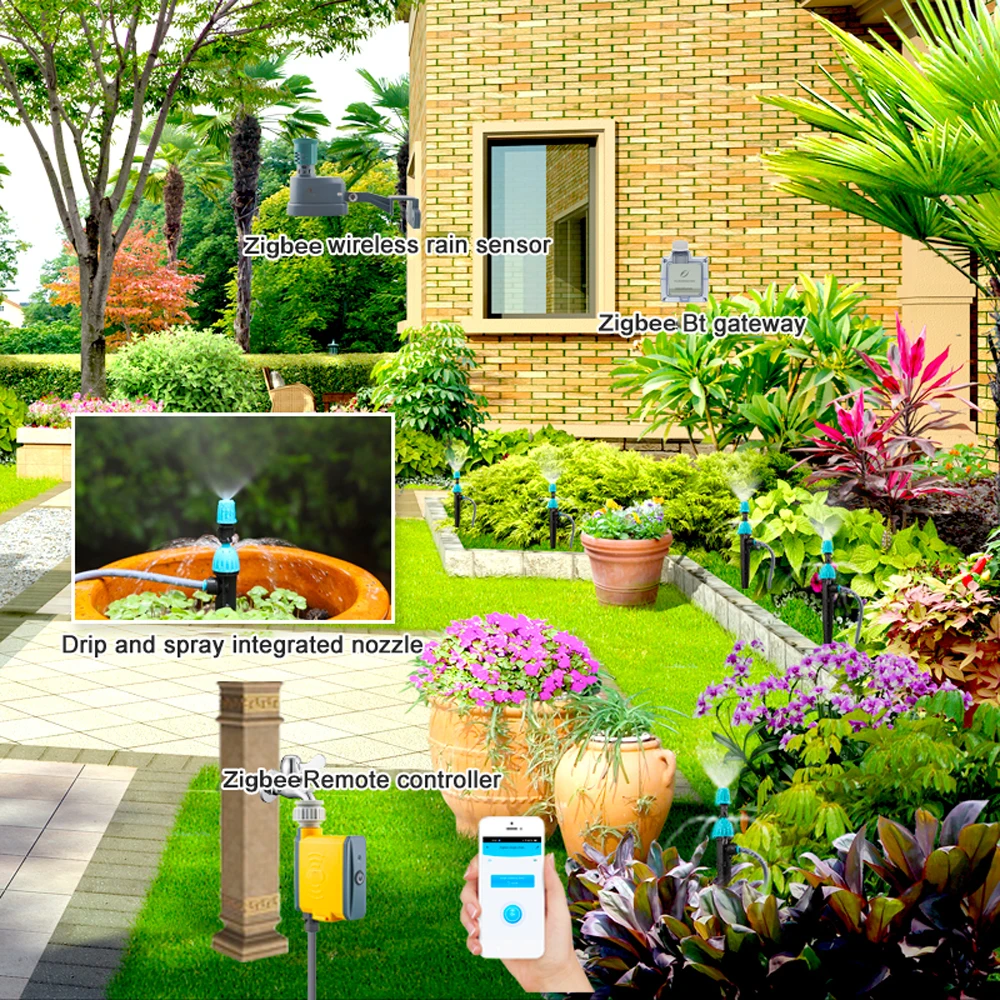 Wireless Rain Sensor Cyclic Timing Irrigation Device Intelligent Linkage with ZigBee Remote Controller BT Gateways Needed Tools