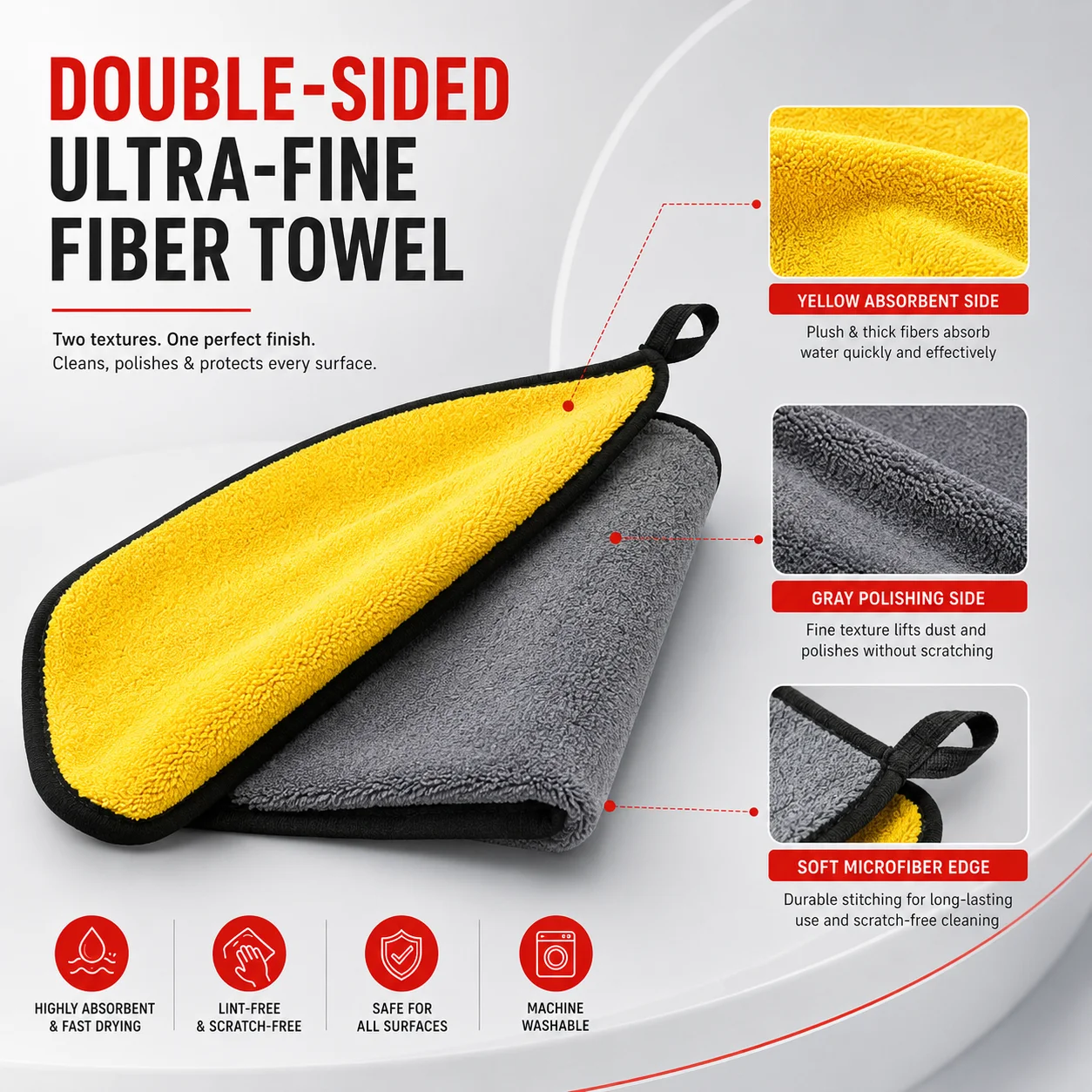 PINMOAP 1/3/5/10PCS Microfiber Towels For Cleaning Absorbent Car Wash Cloth Soft Dusting Rag Fit Home Kitchen Auto Motorcycle