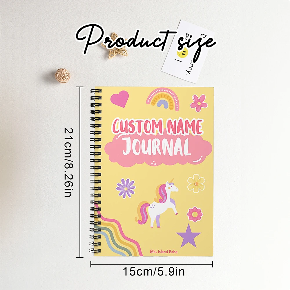 1pc Custom Unicorn Spiral Notebook,Personalized Name Journal,Metal Spiral Binding,Smooth Paper,Daily Use,Back to School season