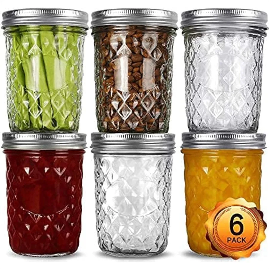 

VERONES Wide Mouth Mason Jars 16oz 6 Pack 16 oz Wide Mouth Mason Jars with Lids and Bands Ideal for Jam Honey Wedding Favors Sh